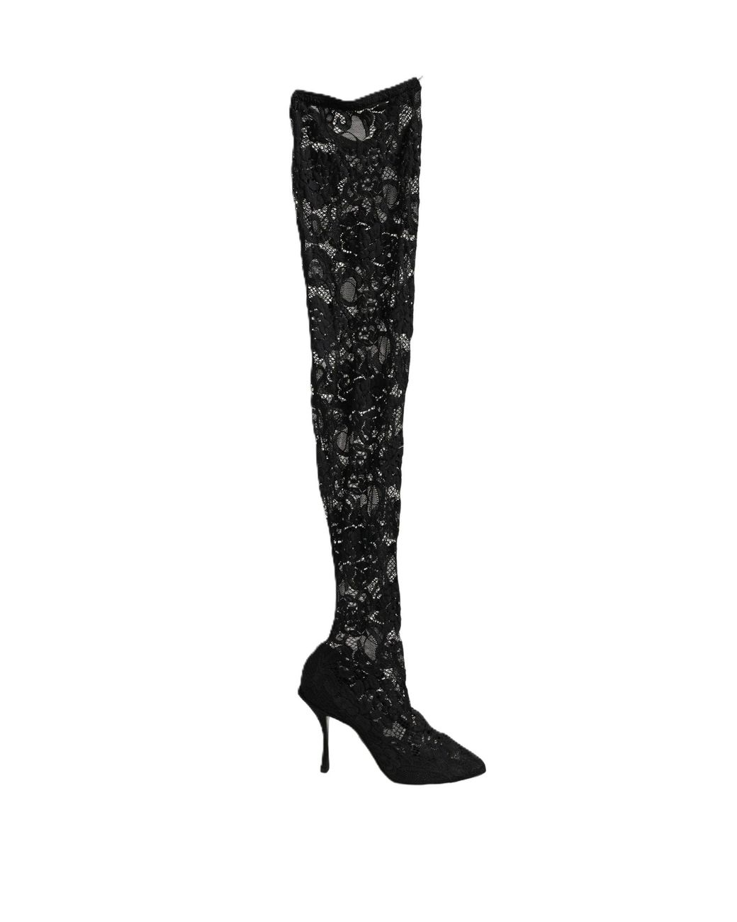 Dolce & Gabbana Black Taormina Lace Socks Boots Pumps Shoes Elastane
