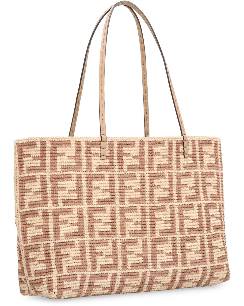 Fendi Multicolor Tote Bag Roll Large Raffia Natural-Honey