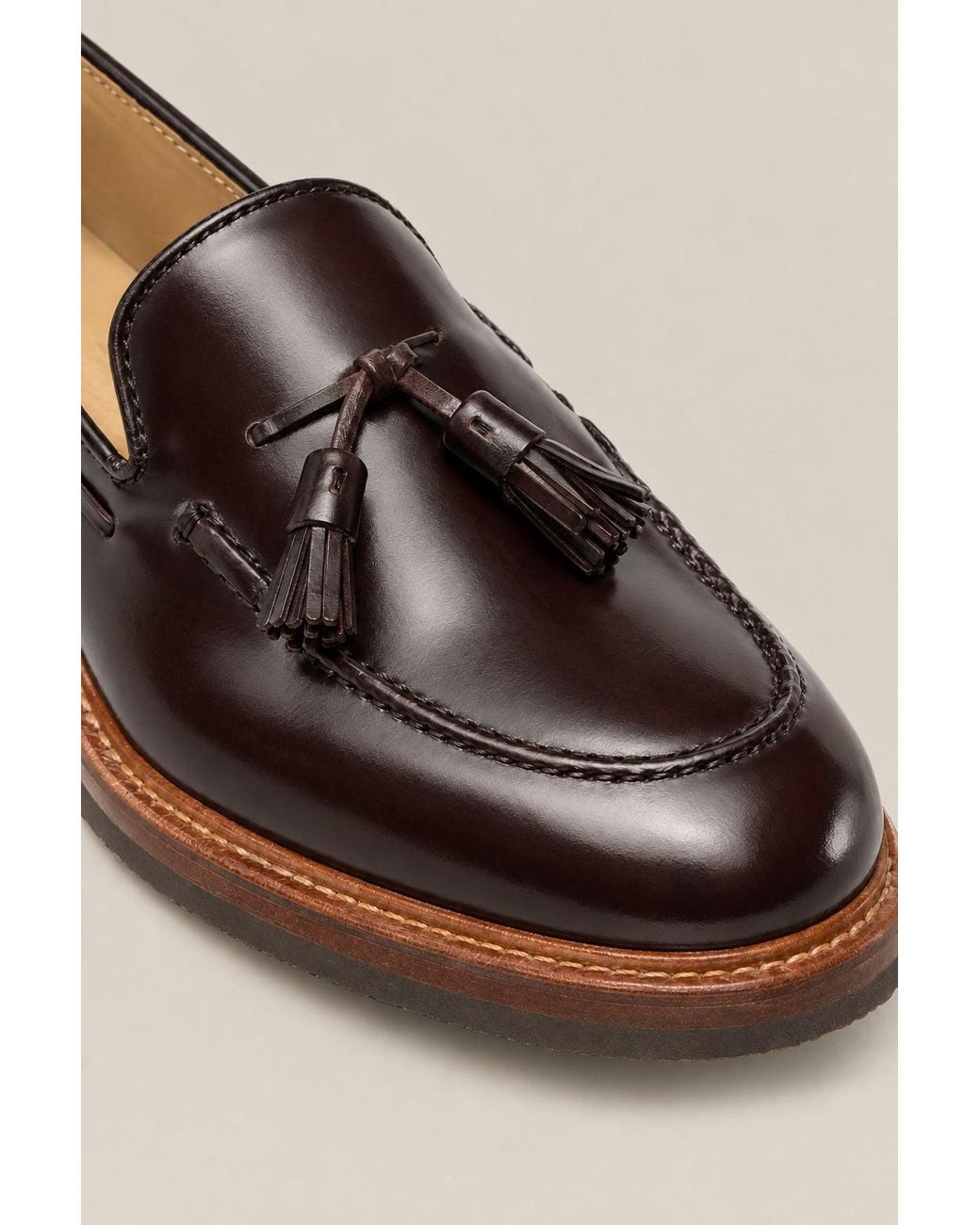 Brunello Cucinelli Brown Leather Tassel Loafer Shoes for men