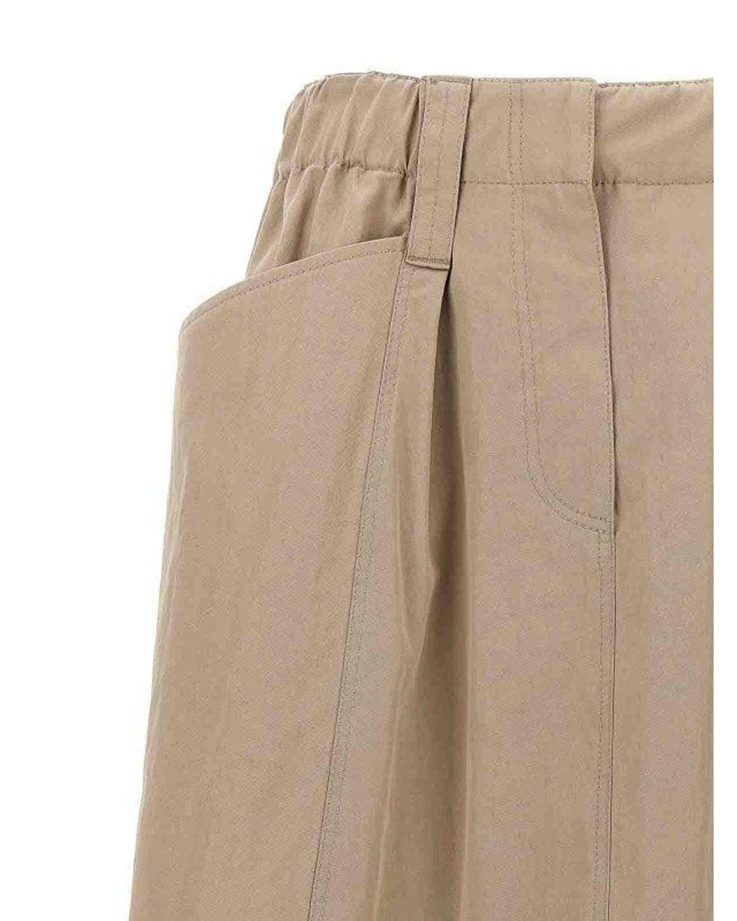 Brunello Cucinelli Natural Gathered Hem Skirt