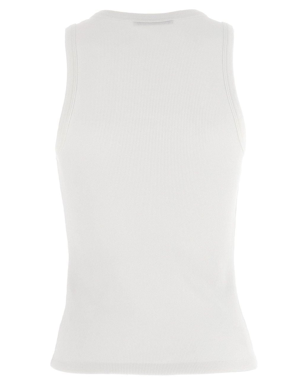 Givenchy White Logo-Embroidered Ribbed Cotton Tank Top