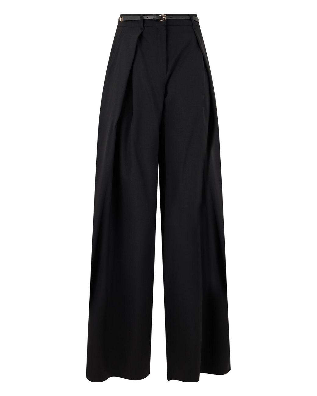 Max Mara Black Wide-Leg Taere Wool Trousers Virgin