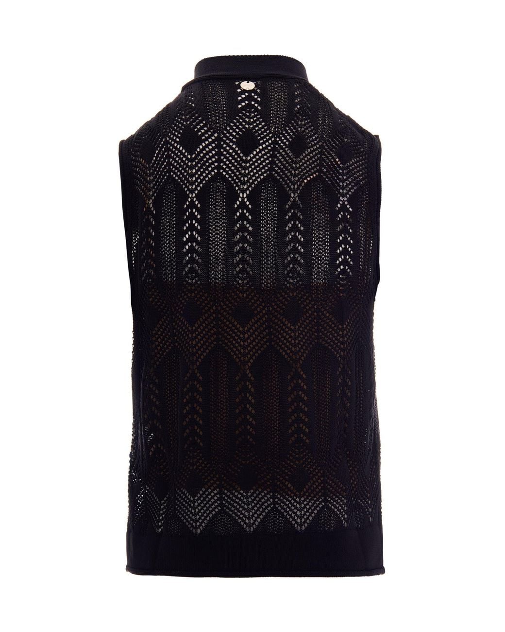 Liu Jo Black Knit Top With Bow, Cotton Polyamide Jumpers