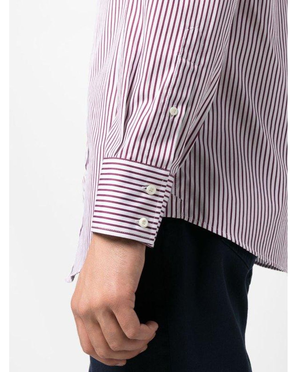 Brunello Cucinelli Purple Bicolor Cotton Dress Shirt for men