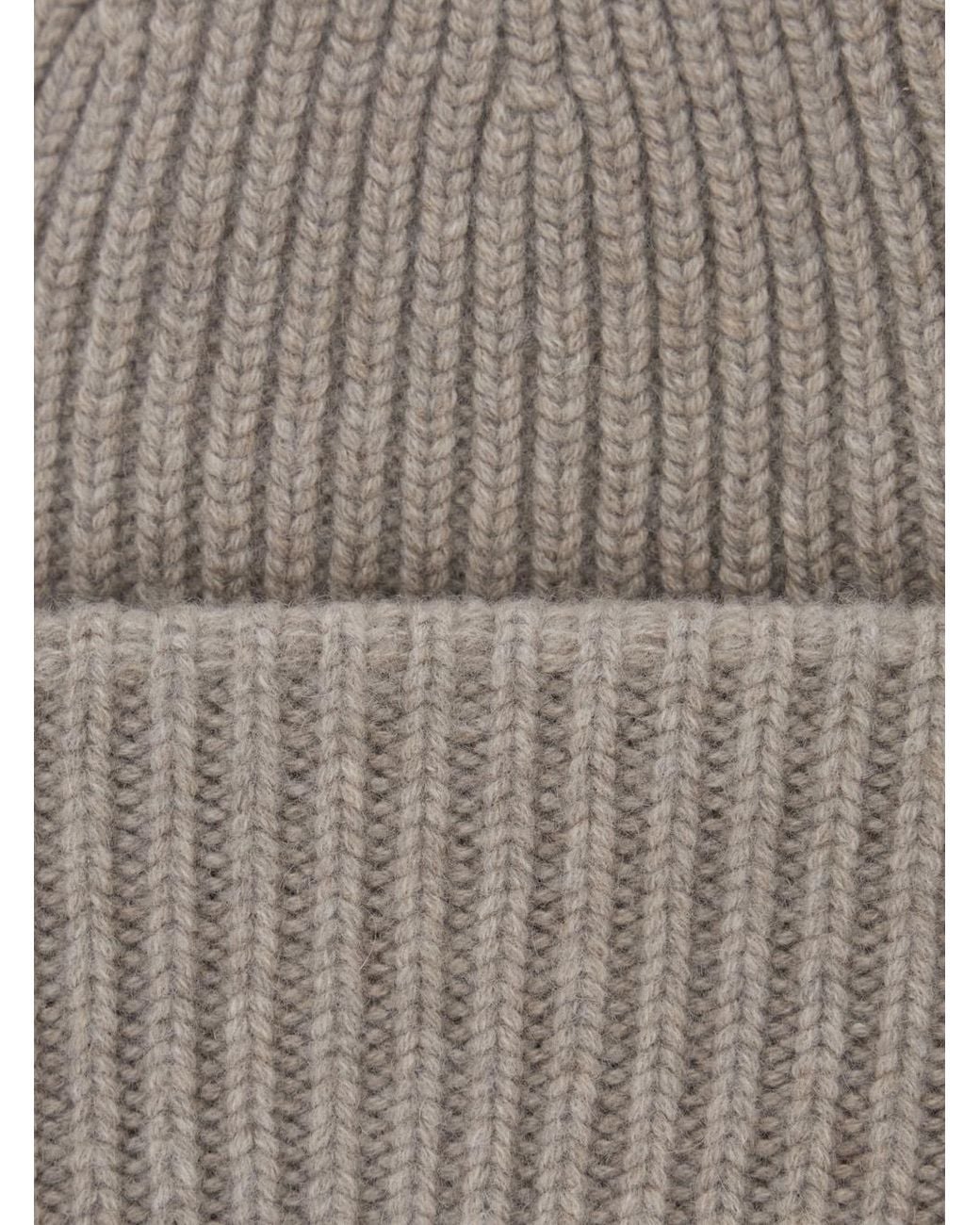 Soft Goat Gray Beanie Hat Ribbed Cashmere
