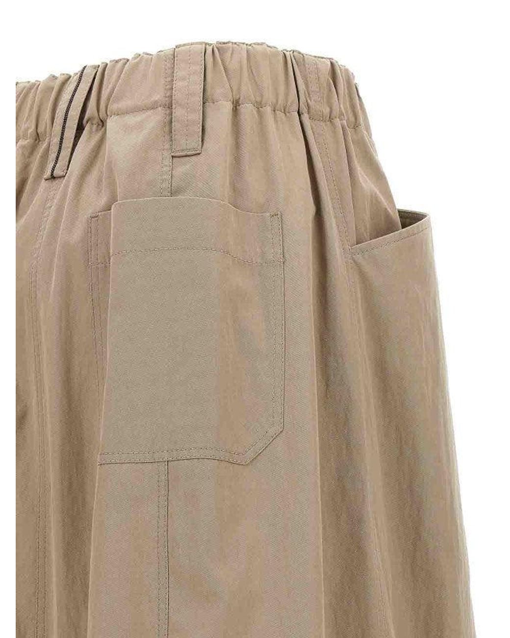 Brunello Cucinelli Natural Gathered Hem Skirt