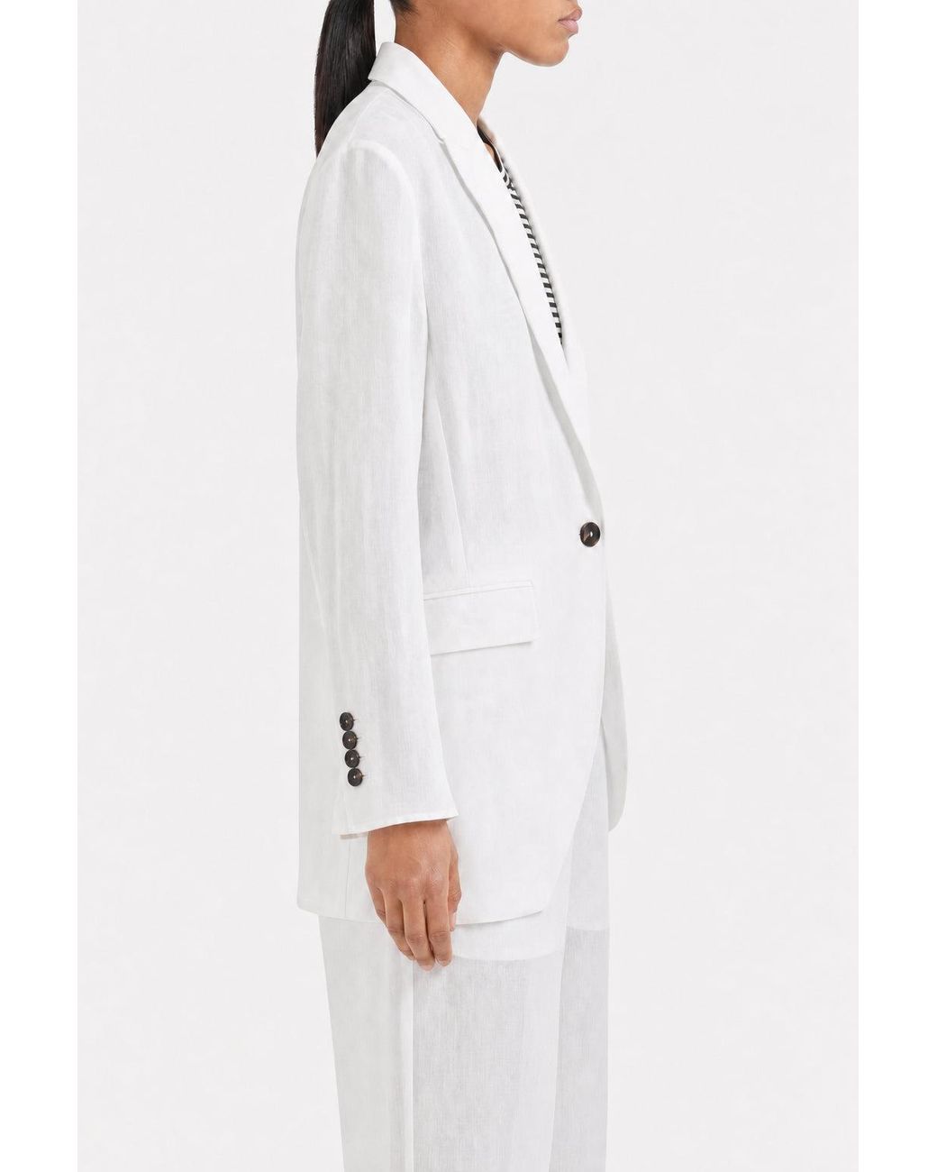 Brunello Cucinelli White Relaxed Cotton Blazer Clothing