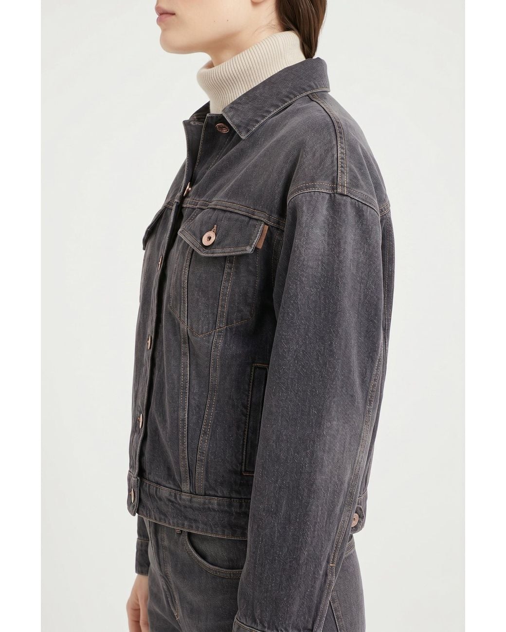 Brunello Cucinelli Gray Denim Boxy Jacket