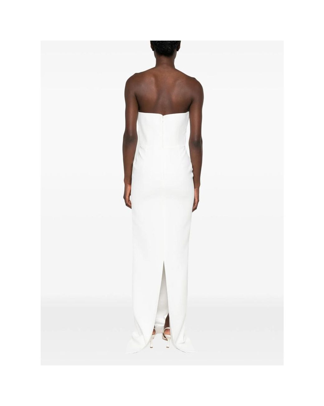 New Arrivals White Off-The-Shoulder Bow Detail Evening Dress Polyester