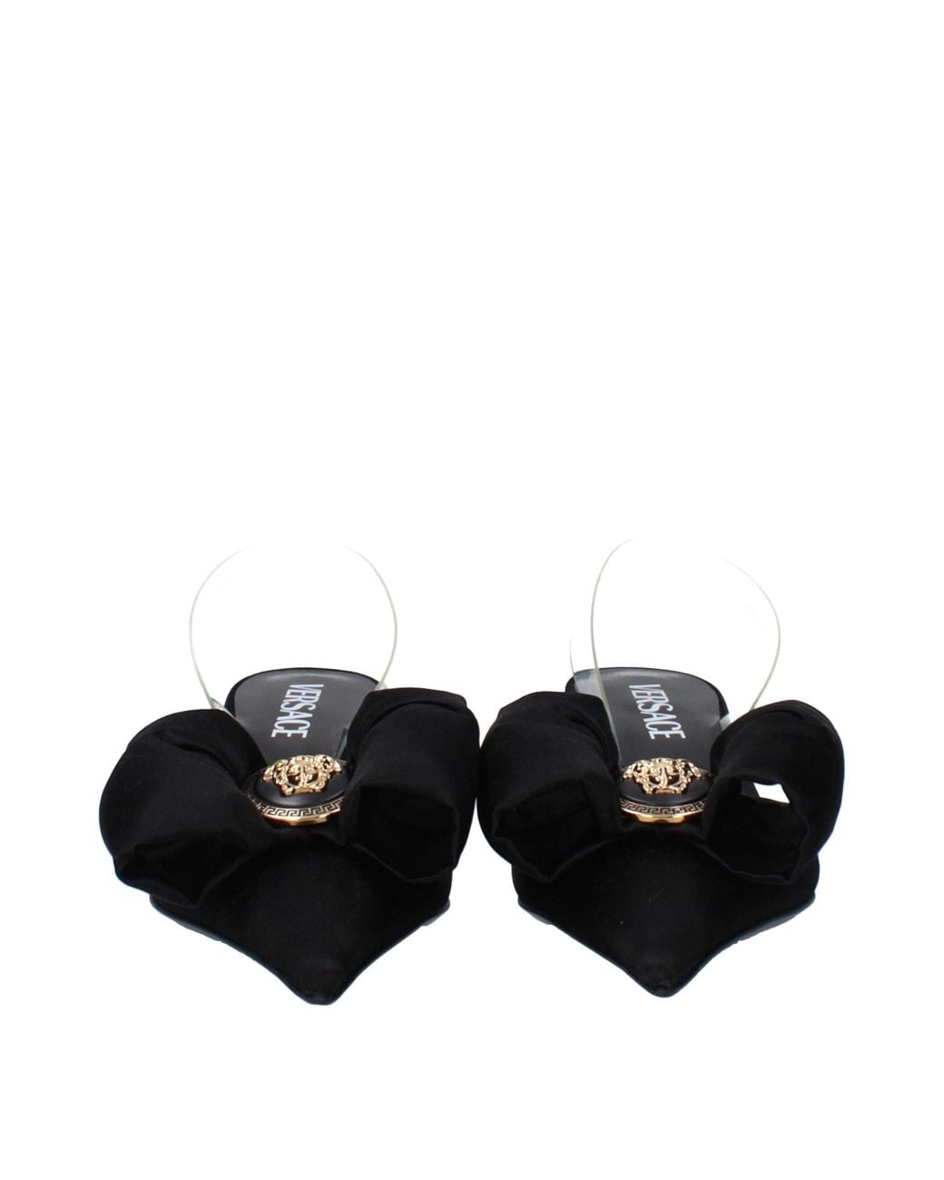 Versace Black Satin Flat Sandals