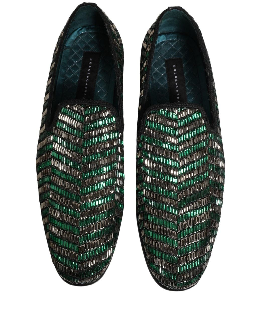 Dolce & Gabbana Green Dolce & Gabbana Embellished Leather Loafer for men