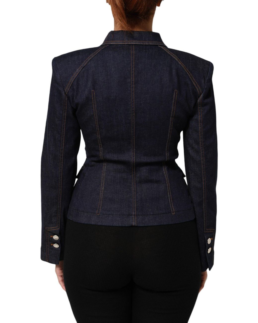 Dolce & Gabbana Blue Dark Cotton Collared Denim Coat Jacket Co+02+Elastomultyester Clothing