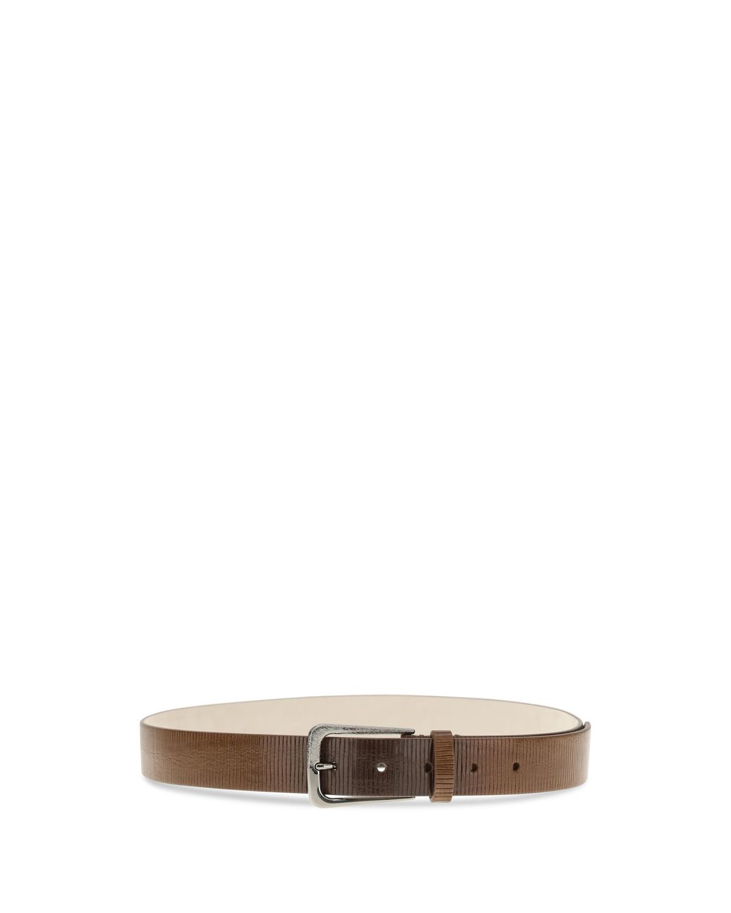 Brunello Cucinelli White Belt Carved Leather Calf