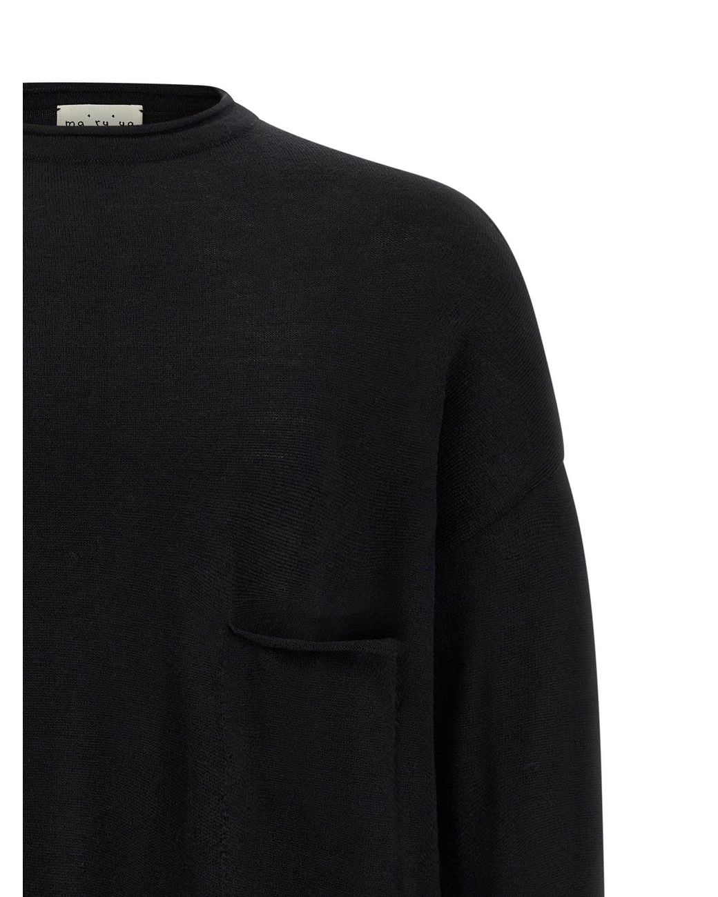 Ma'ry'ya Black Fine Wool Crew Neck Sweater