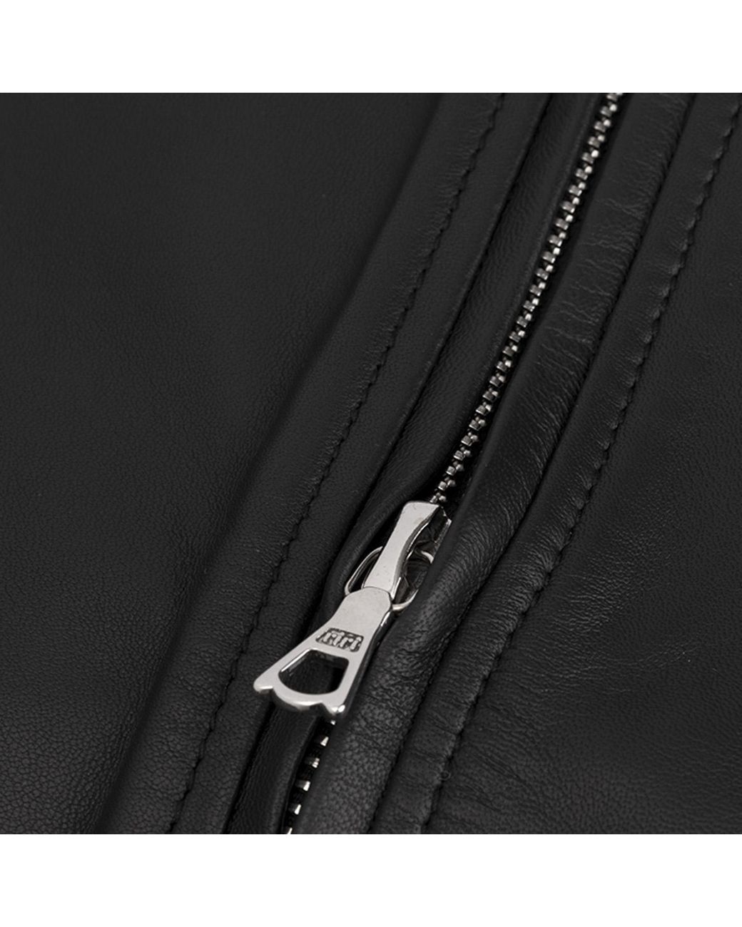 Officine Generale Black Boxy Leather Bomber Jacket
