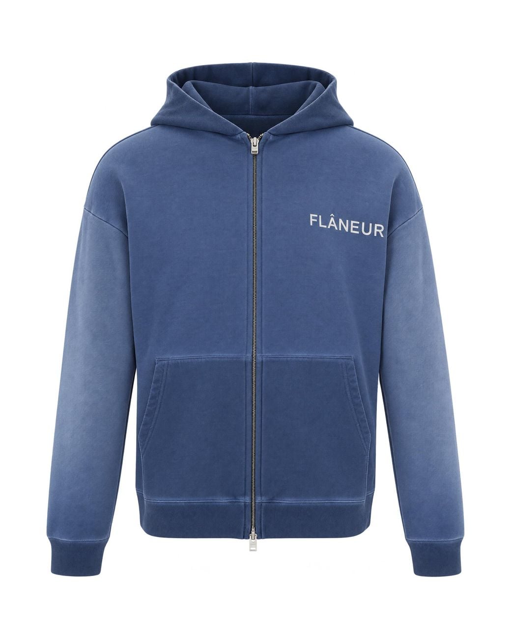 flâneur Blue Sweatshirt Zip-Up Ombre Cotton Sweater for men