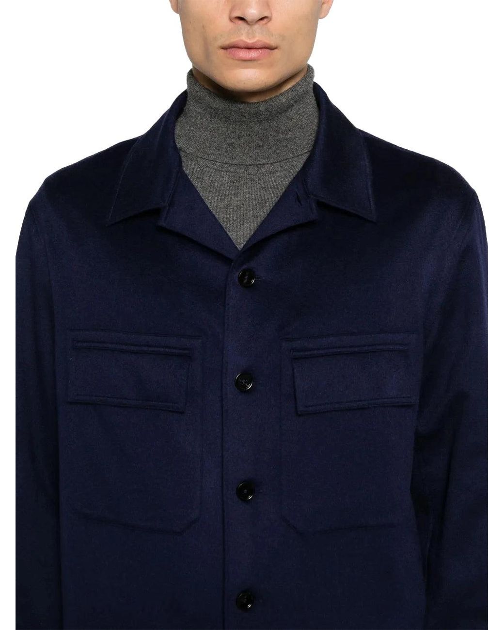 Zegna Blue Oasi Cashmere Alba Overshirt for men