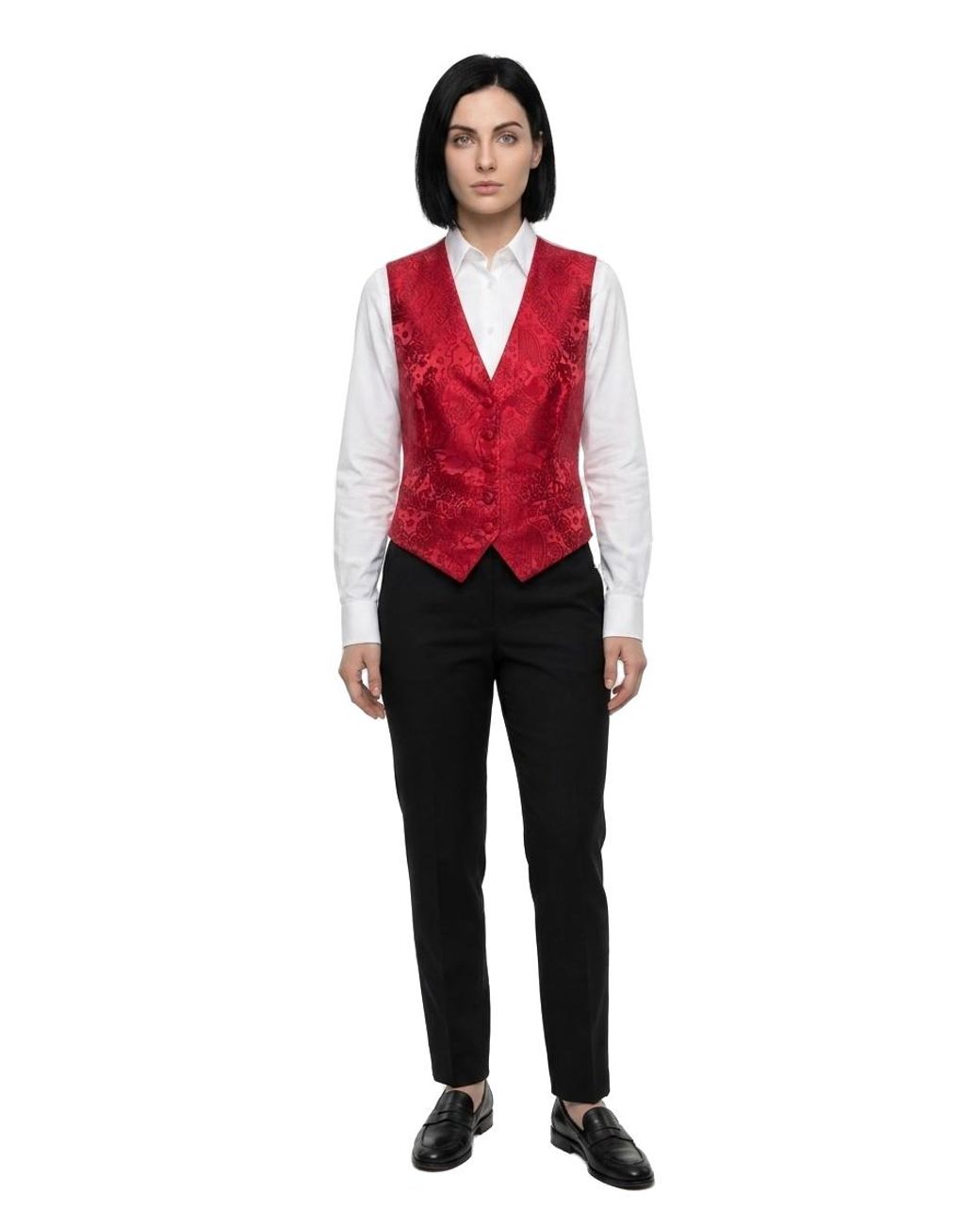 Dolce & Gabbana Red Dolce & Gabbana Jacquard Silk Blend Vest