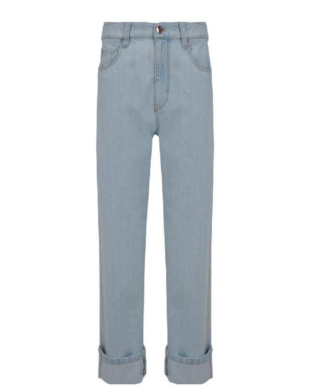 Brunello Cucinelli Blue Light Cuffed Trousers