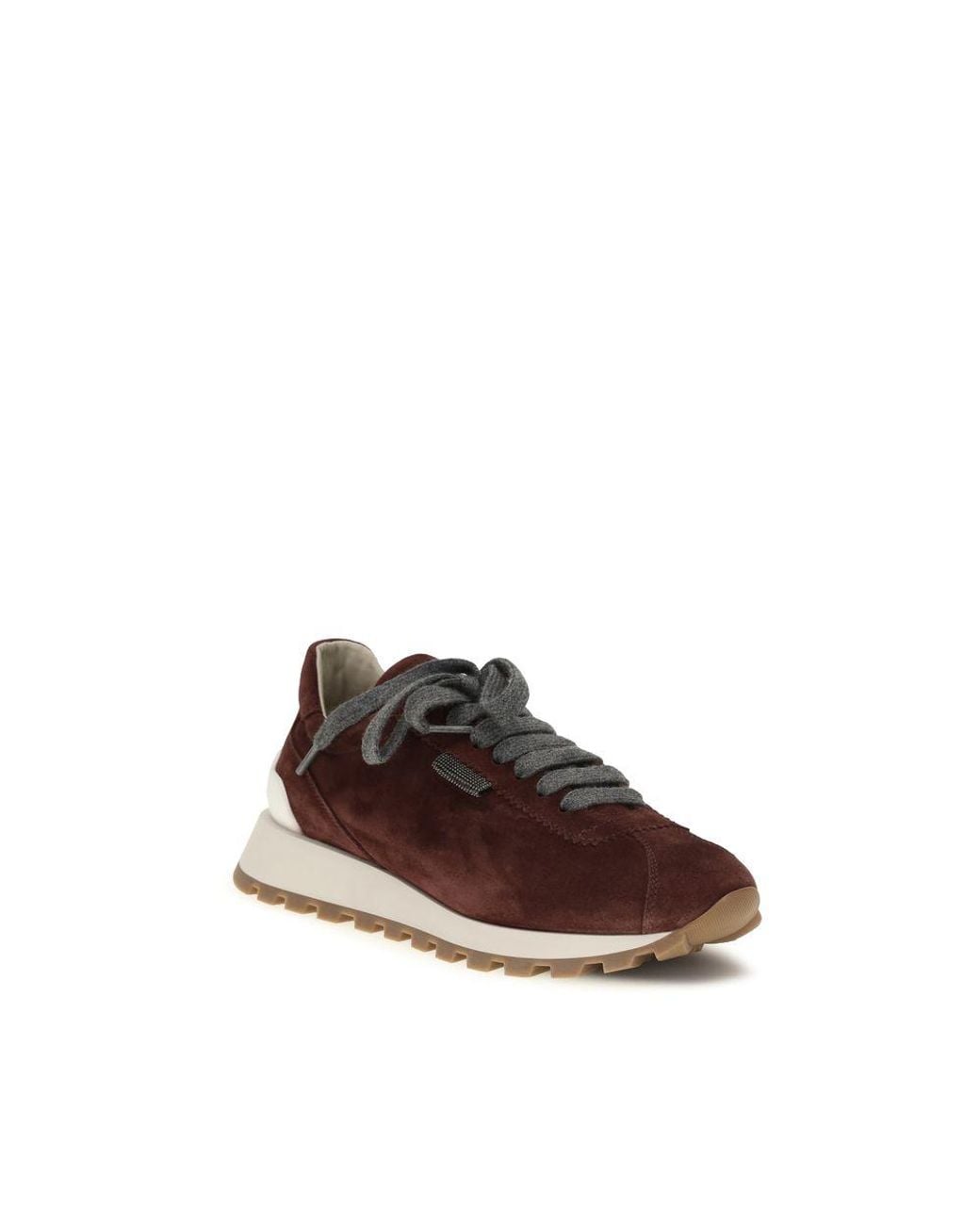 Brunello Cucinelli Brown Bordeaux Calf Leather Bos Taurus Athletic Sneakers