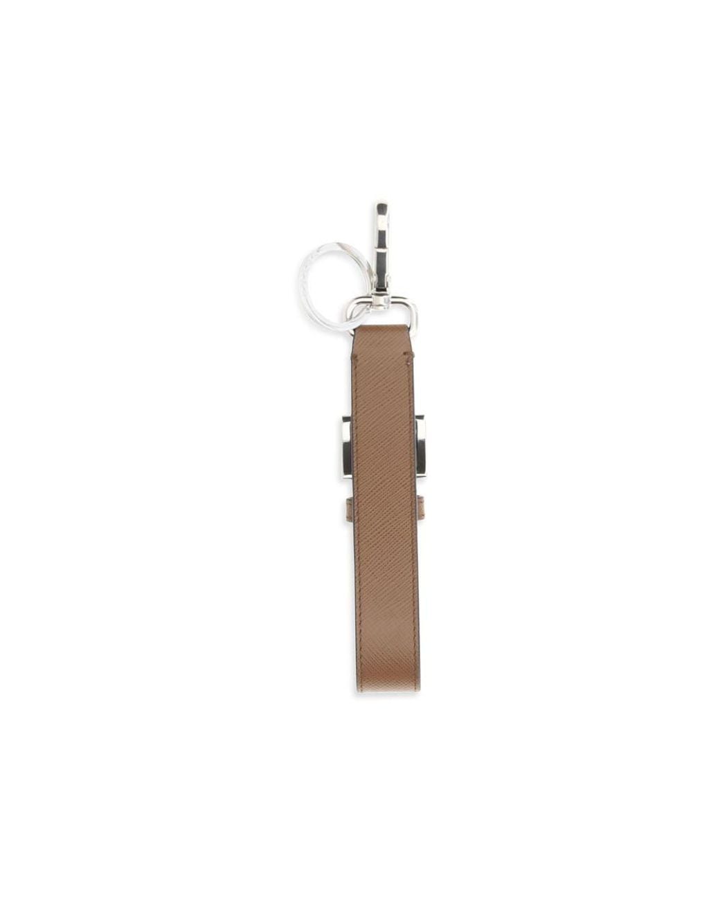 Prada White Prada Saffiano Leather Key Case for men