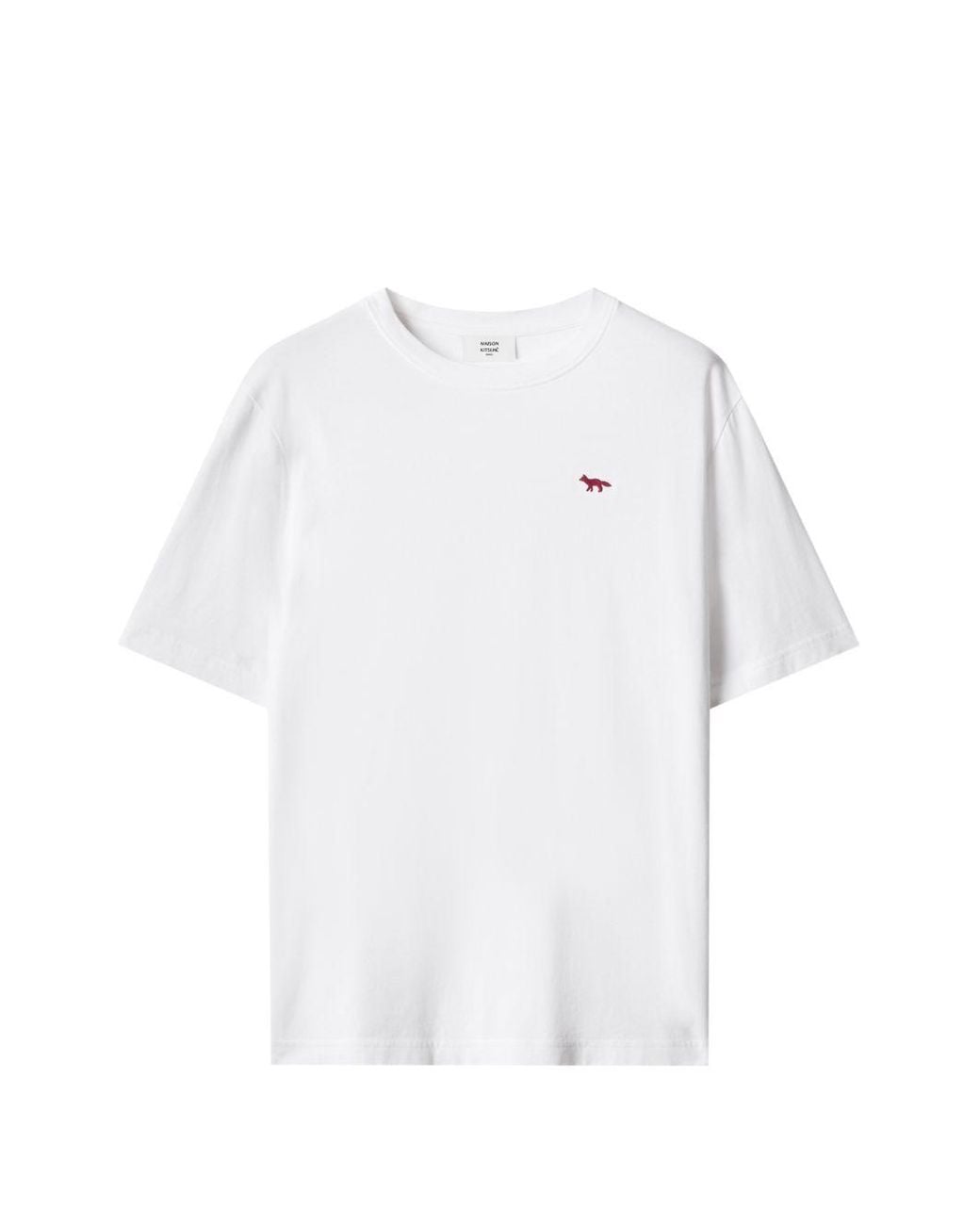 Maison Kitsuné White Fox-Patch Cotton T-Shirt for men