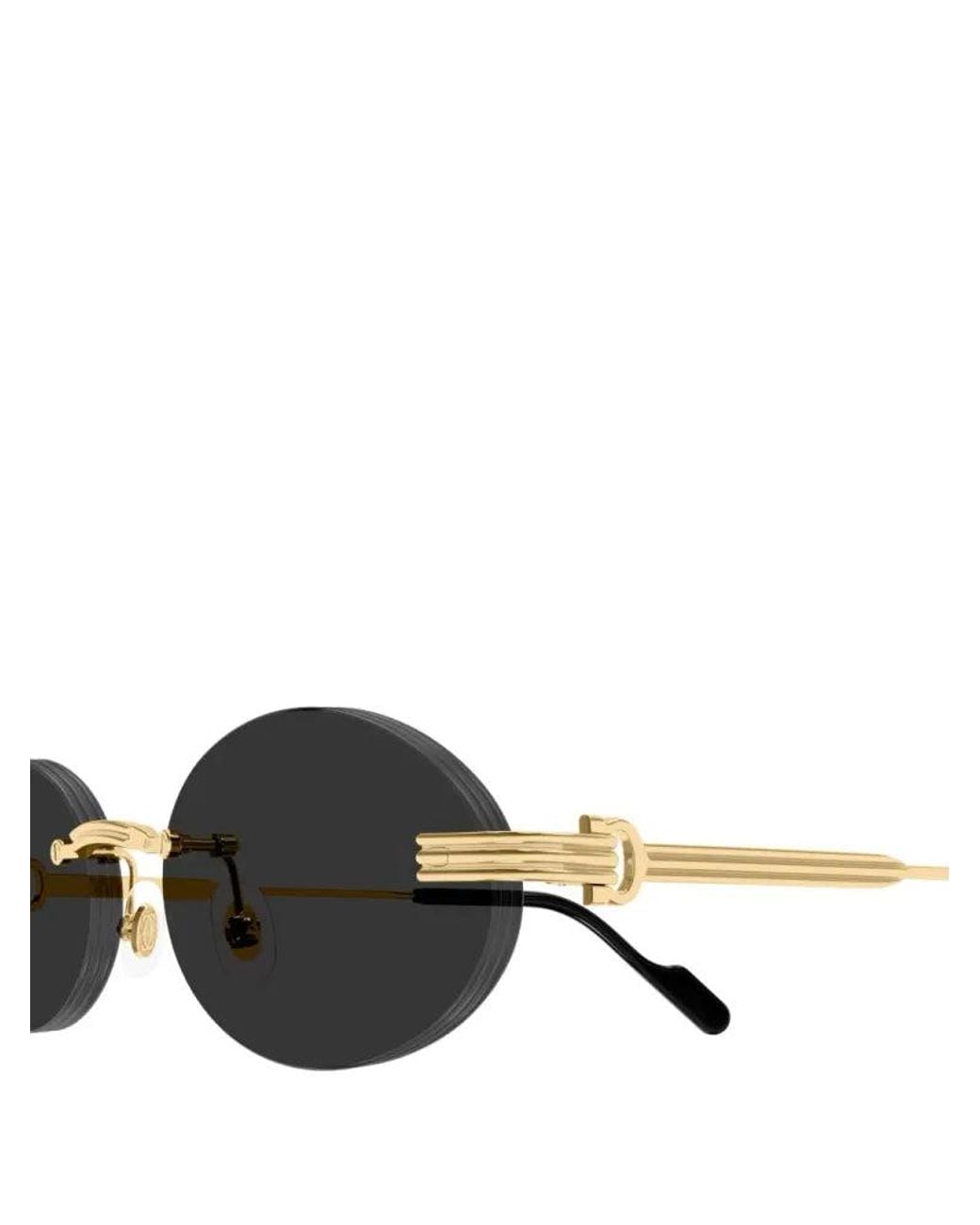 Cartier Black Cartier Eyewear Ct0615S Oval Metal Sunglasses for men