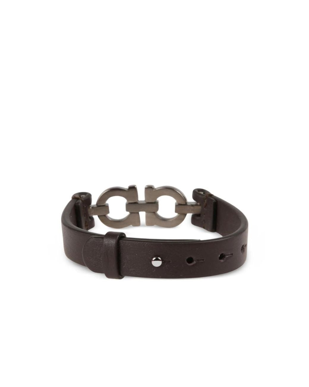 Ferragamo Brown Bracelet Gancini Cord Leather And Brass Bracelets for men