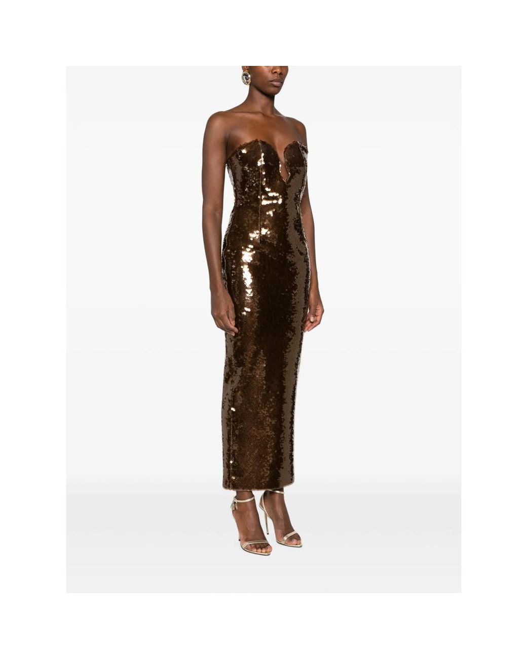New Arrivals Brown Sequin Dress Polyester
