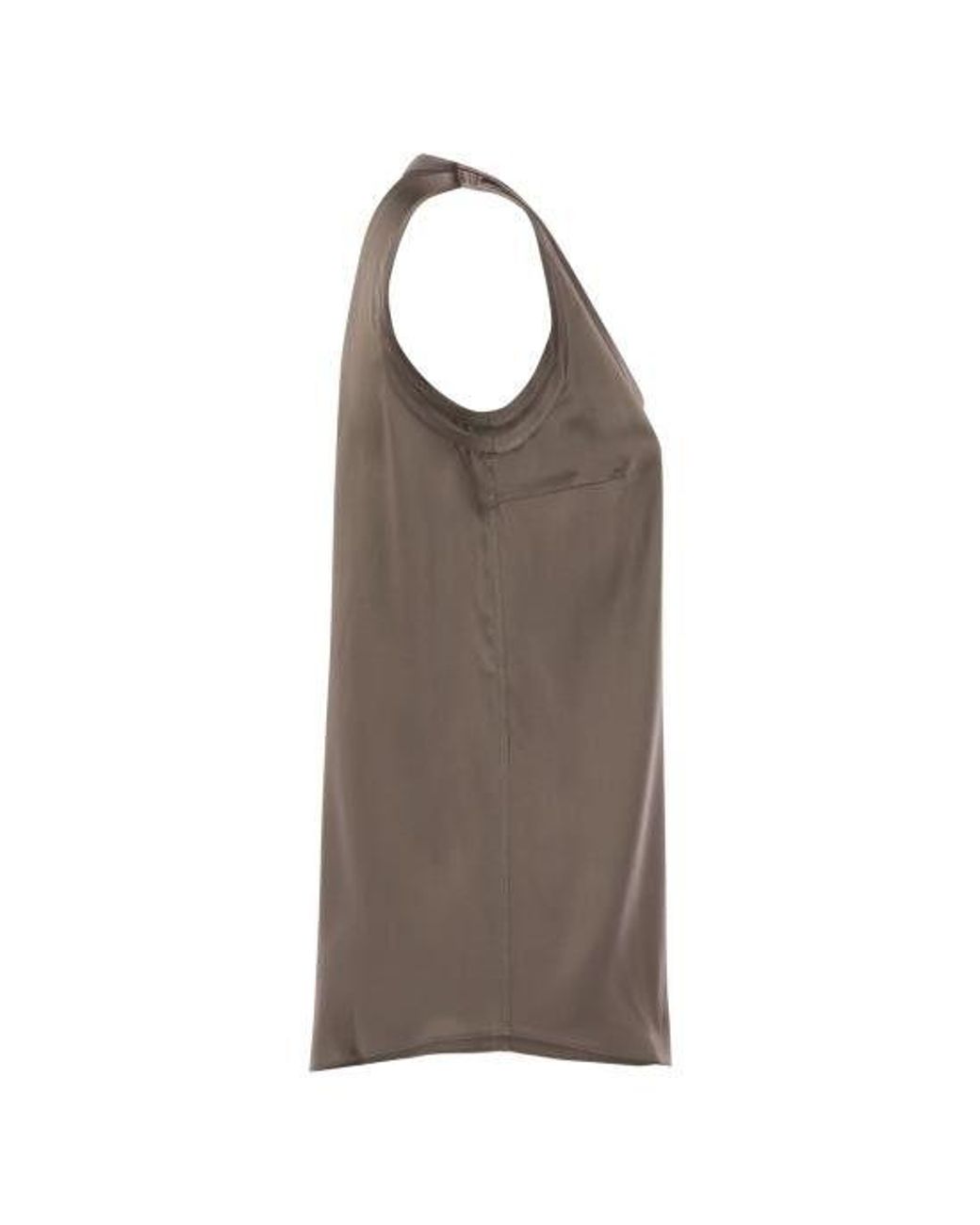 Brunello Cucinelli Brown Taupe Silk Sleeveless Shirt