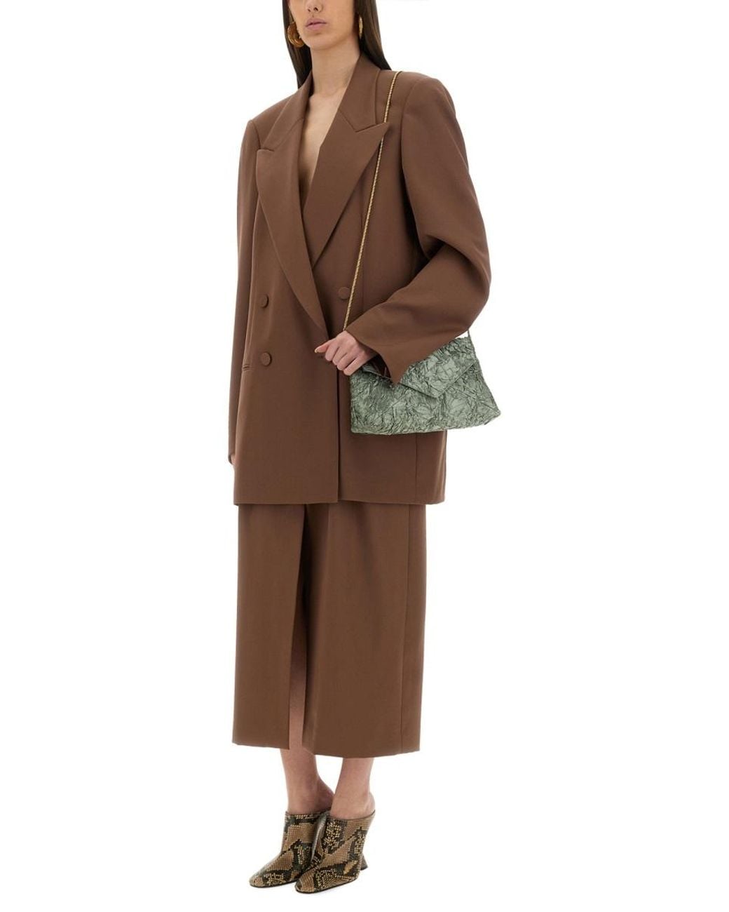 Dries Van Noten Brown Wool Skirt With Belt