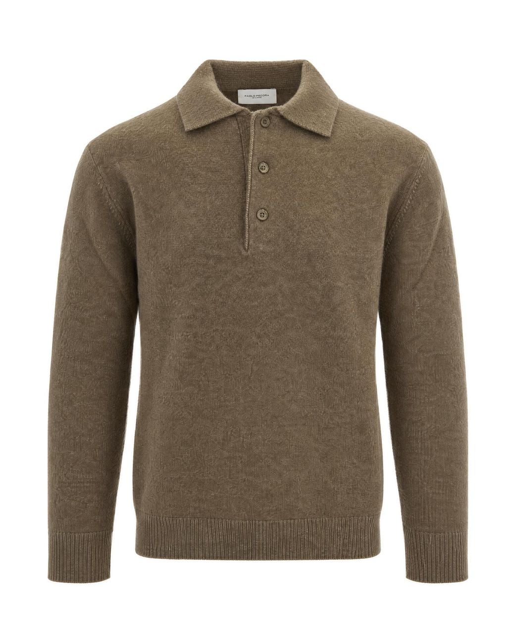 Paolo Pecora Green Long-Sleeve Polo Jumper Wool Sweater for men