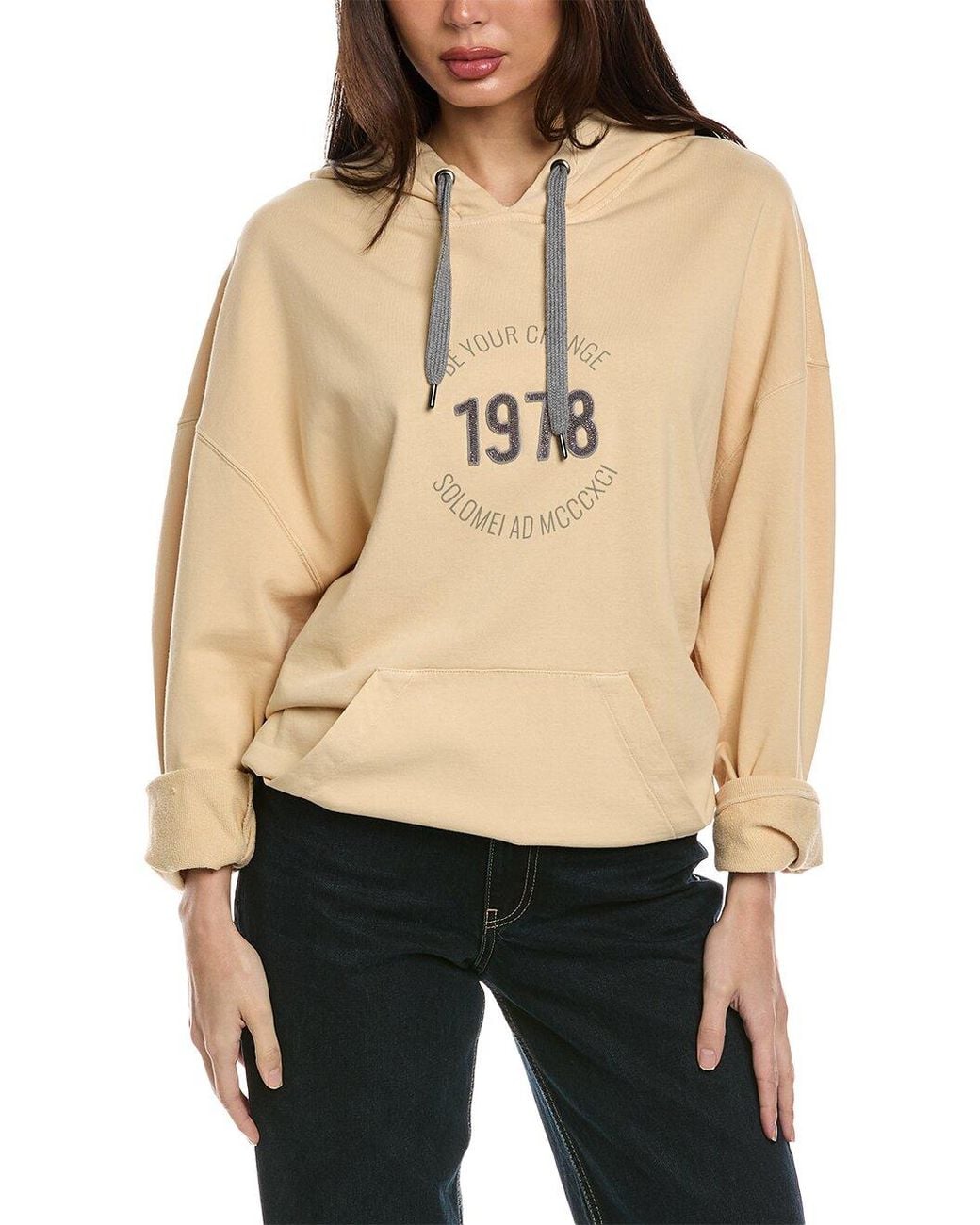 Brunello Cucinelli Natural Printed Hooded Shirt