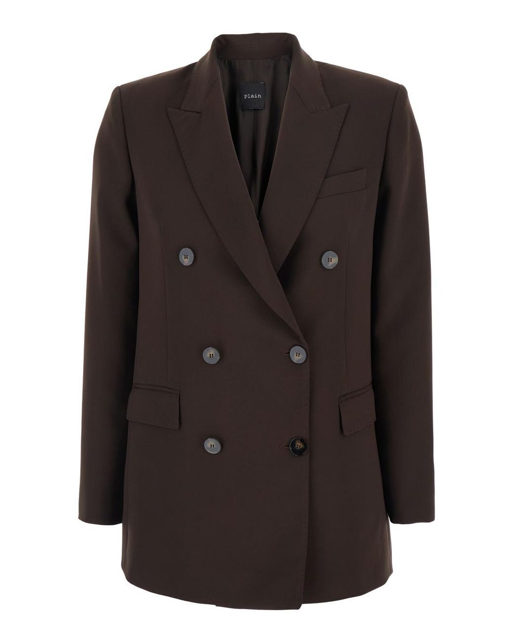 Le Plain Brown Double-Breasted Jacket With Peak Revers