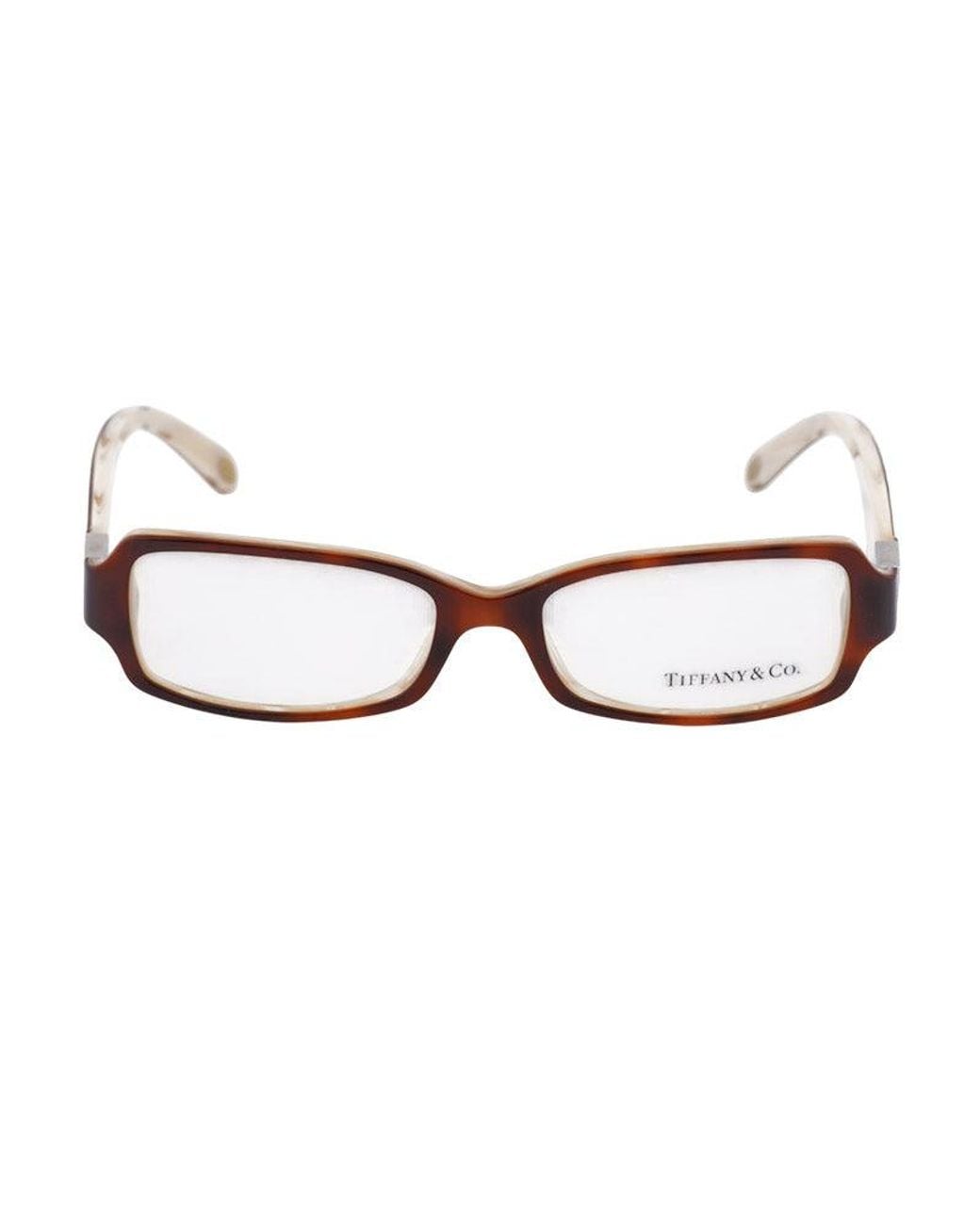 Tiffany & Co Brown Eyeglasses Rectangle Full Rim, Havana Frame And Clear Demo Lenses Lens Tf2032-B8051 Sunglasses