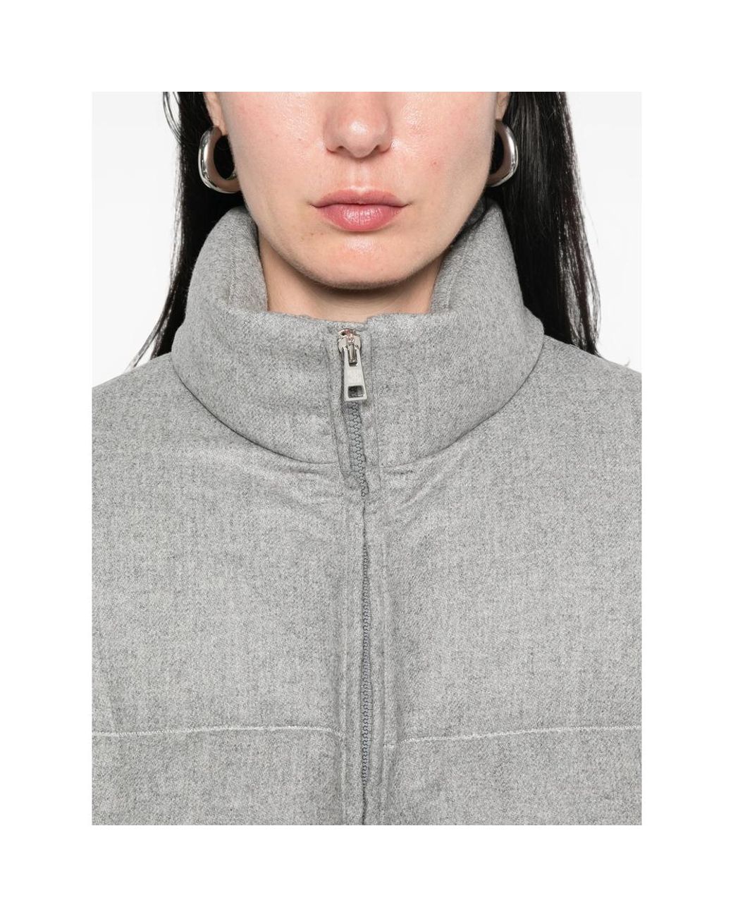 Panicale Gray Puffer Jacket Wool And Cashmere