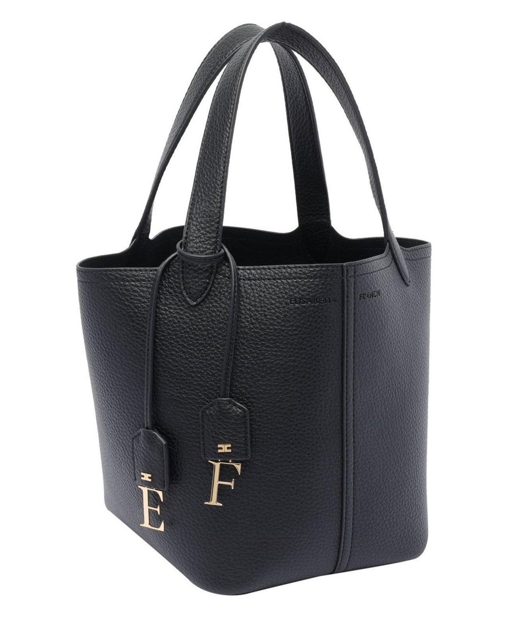 Elisabetta Franchi Logo Charms Small Tote Bag in Black | Lyst