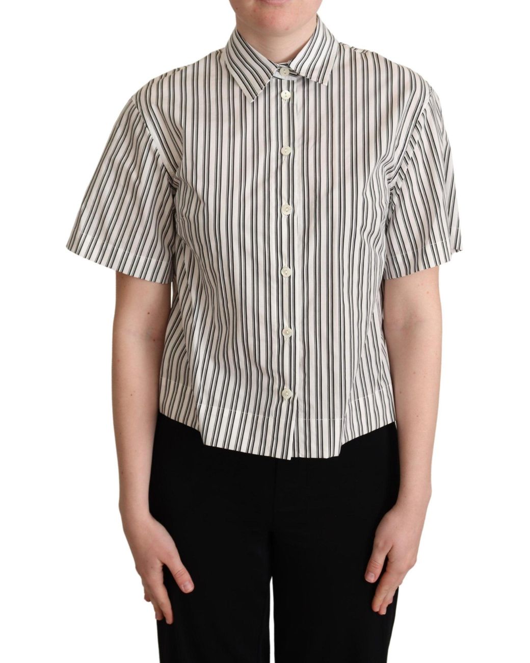 Dolce & Gabbana White Dolce & Gabbana Striped Cotton Shirt