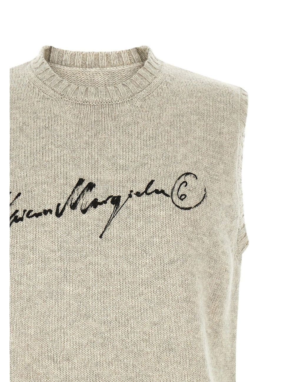 MM6 by Maison Margiela Gray Logo-Embroidered Wool Blend Vest