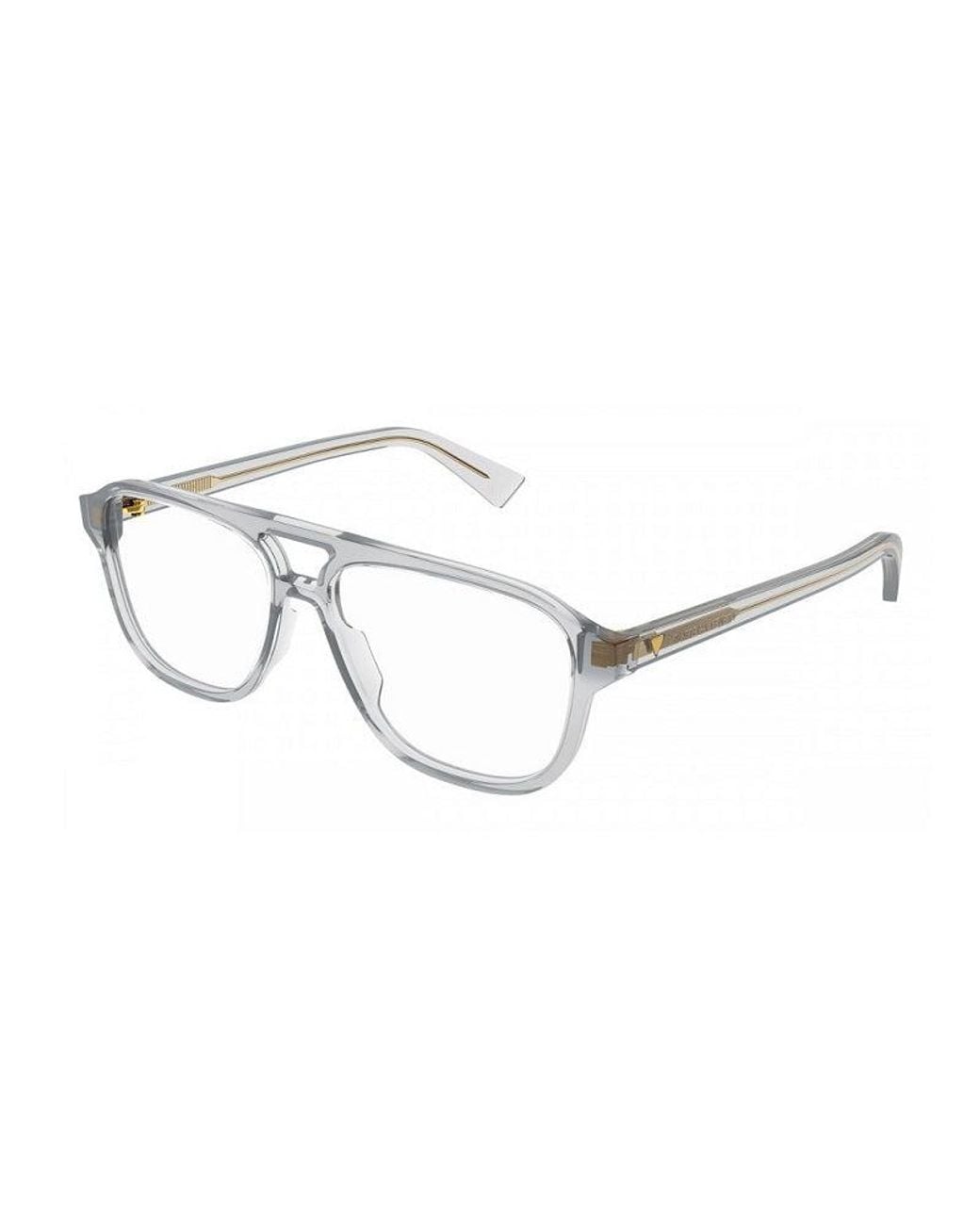 Bottega Veneta Metallic Eyeglasses Aviator Full Rim, Frame And Clear Demo Lenses Lens Bv1294O004 Sunglasses for men