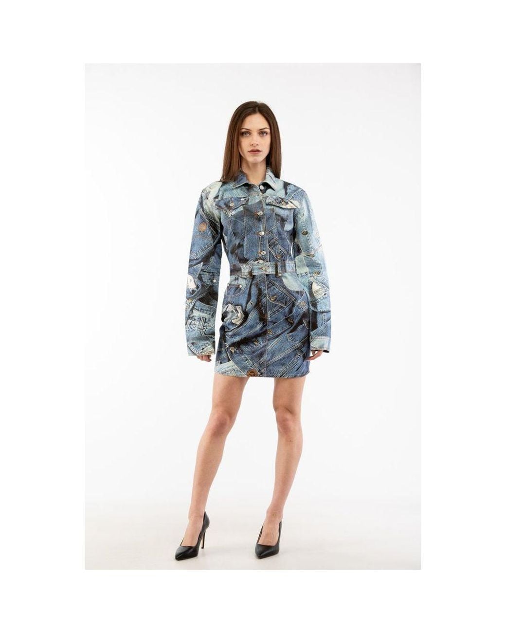 Moschino Blue Moschino Printed Cotton Shirt Dress
