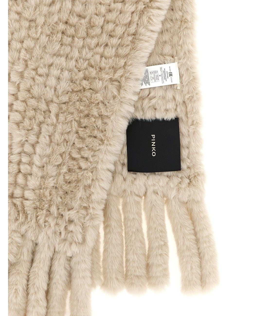 Pinko Natural Plush Fringed Scarf
