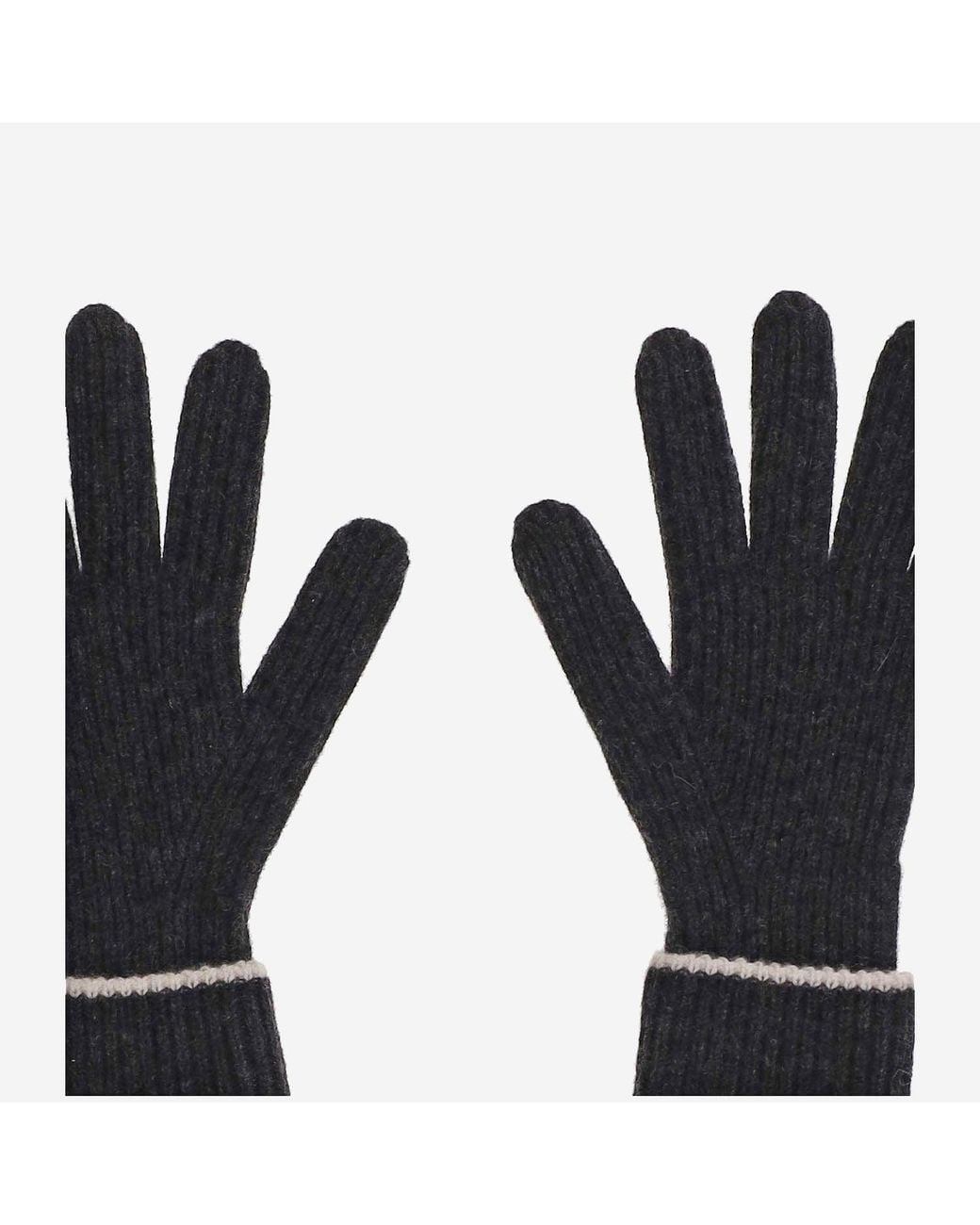 arch4 Black Ribbed Cashmere Gloves