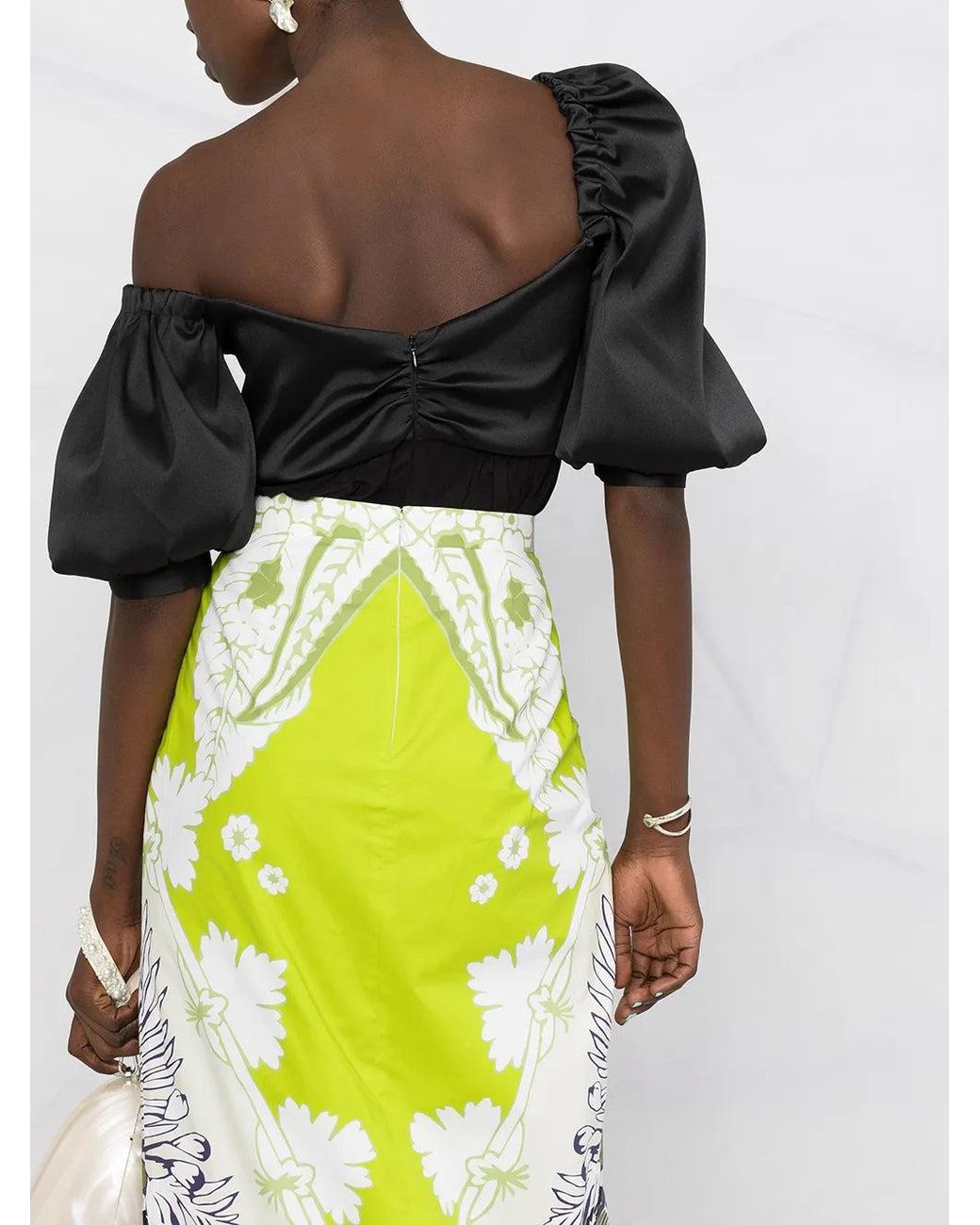 Valentino White World Arazzo Print Midi Skirt