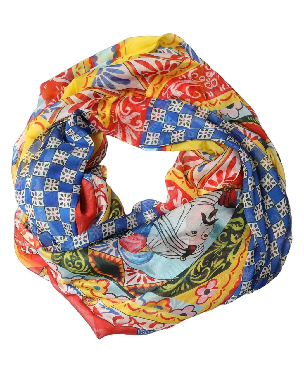 Dolce & Gabbana Gray Silk Carretto Shawl Stole Scarf