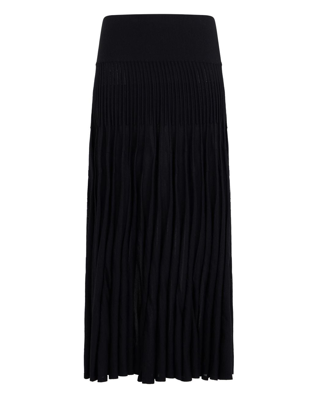 Alaïa Black Pleated Wool Skirt Virgin