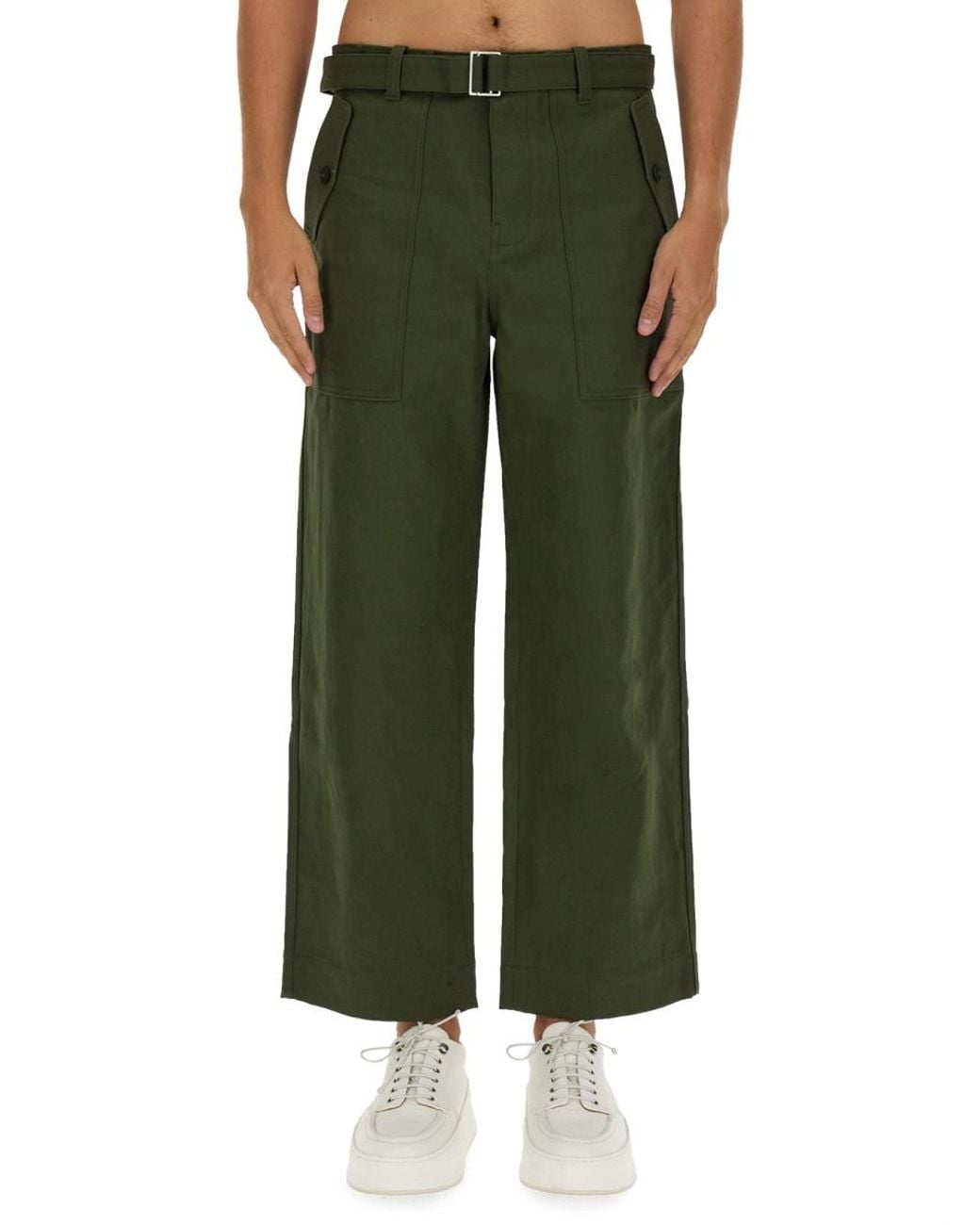 Maison Kitsuné Green Twill Pants Cotton Trousers for men
