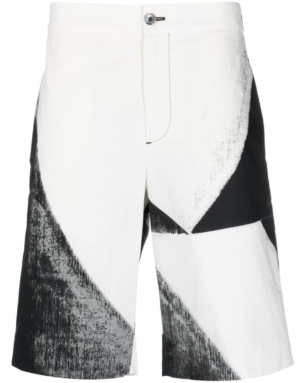 McQueen White Abstract-Print Cotton Bermuda Shorts