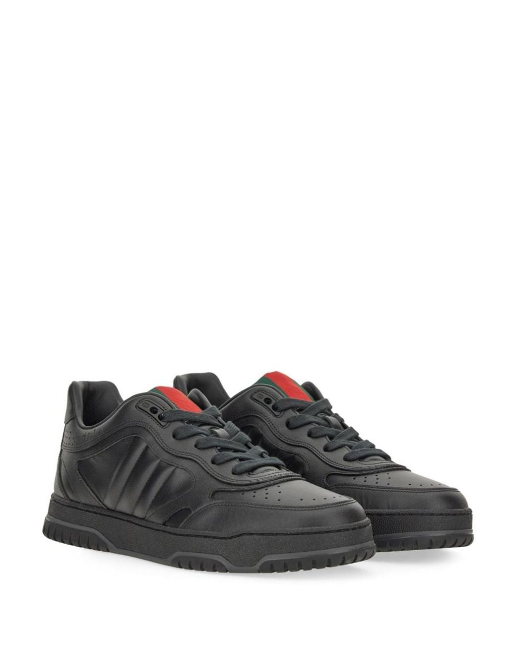 Gucci Black Sneakers Re-Web Leather Trainers for men