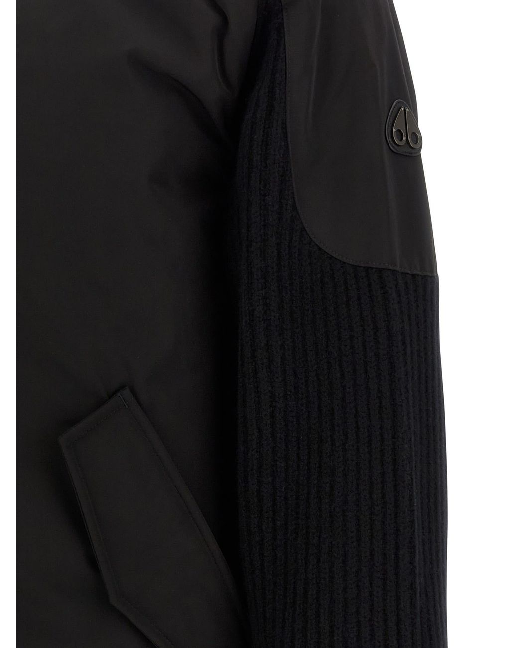 Moose Knuckles Black 'Magnus Knit Hybrid' Bomber Jacket for men